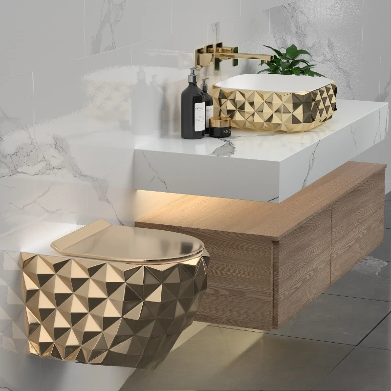 

Hotel bathroom gold hanging, villa electroplated ceramics