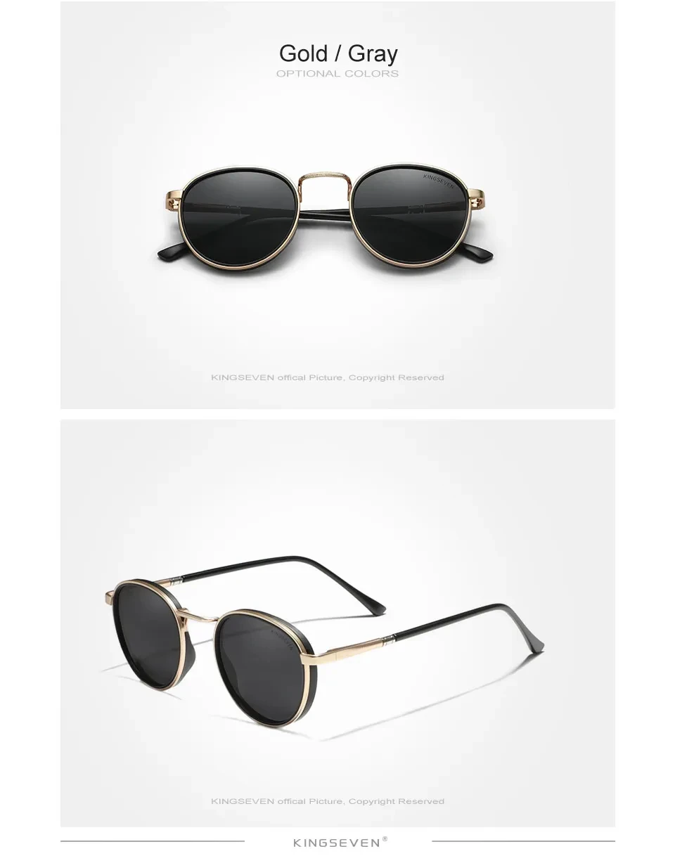 KINGSEVEN Runde Rahmen Sonnenbrille Für Männer Polarisierte UV400 Luxus Marke Design Vintage Frauen Brillen Schützen Hohe Qualität Gläser – Detail 7