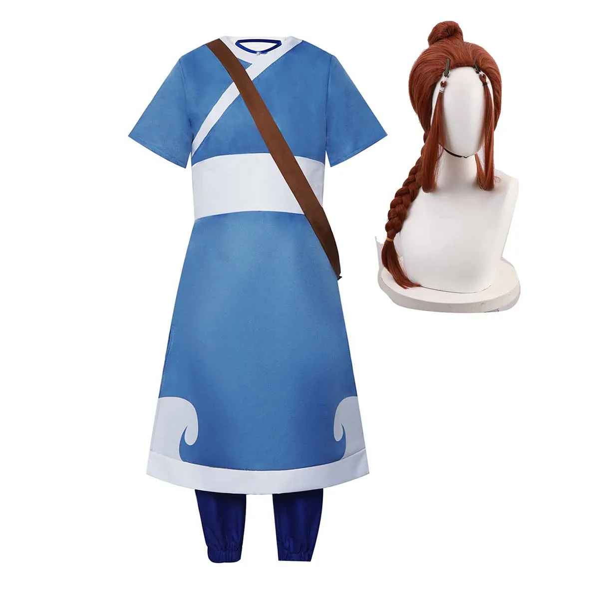 Anime Avatar Katara Cosplay Costume The Last Airbender Outfit Uniform Or Wig view 4