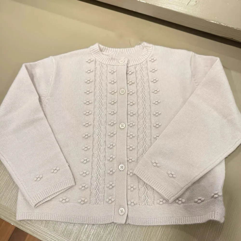 

baby coat Wool blend high-quality hand embroidered knitted cardigan Girl's three-dimensional flower sweater coat