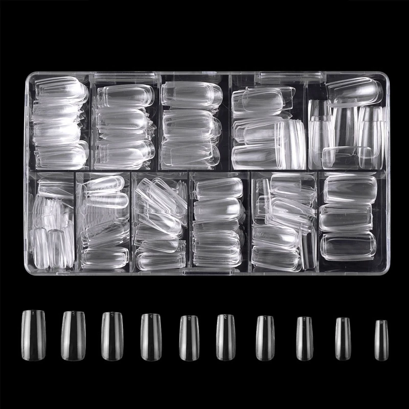 

500Pcs Acrylic Nails Tips Long Almond Coffin Stiletto Square Oval Ballerina Artificial False Nail Tip Full Cover 10Sizes