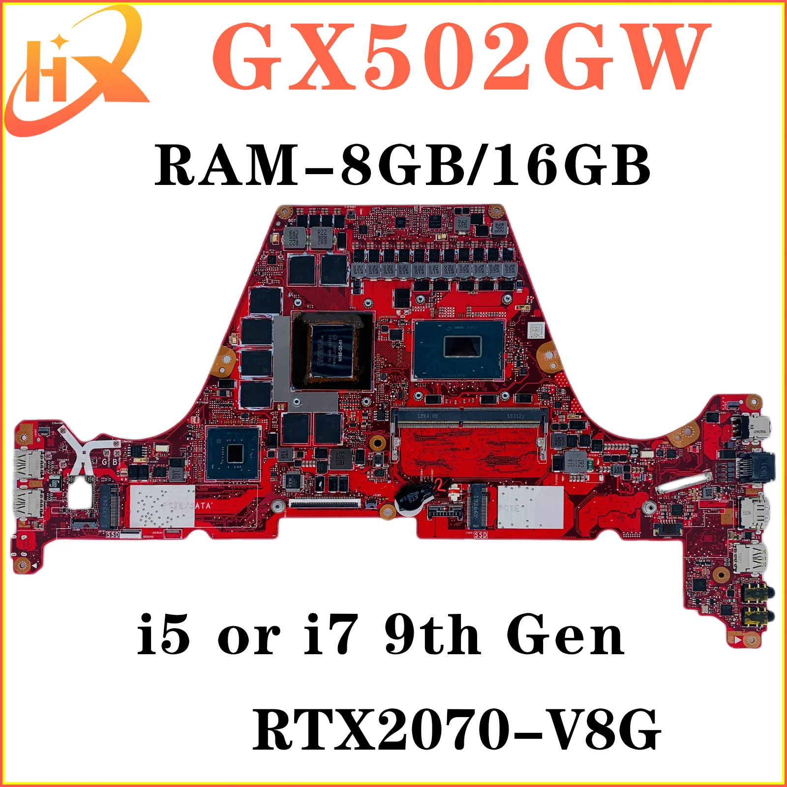 Imagem -02 - Placa-mãe do Portátil para Asus Gx502gv i7 9ª Geração V6g V8g Ram M8gb 16gb Gx502gv Gu502gu Gu502gu Mainboard