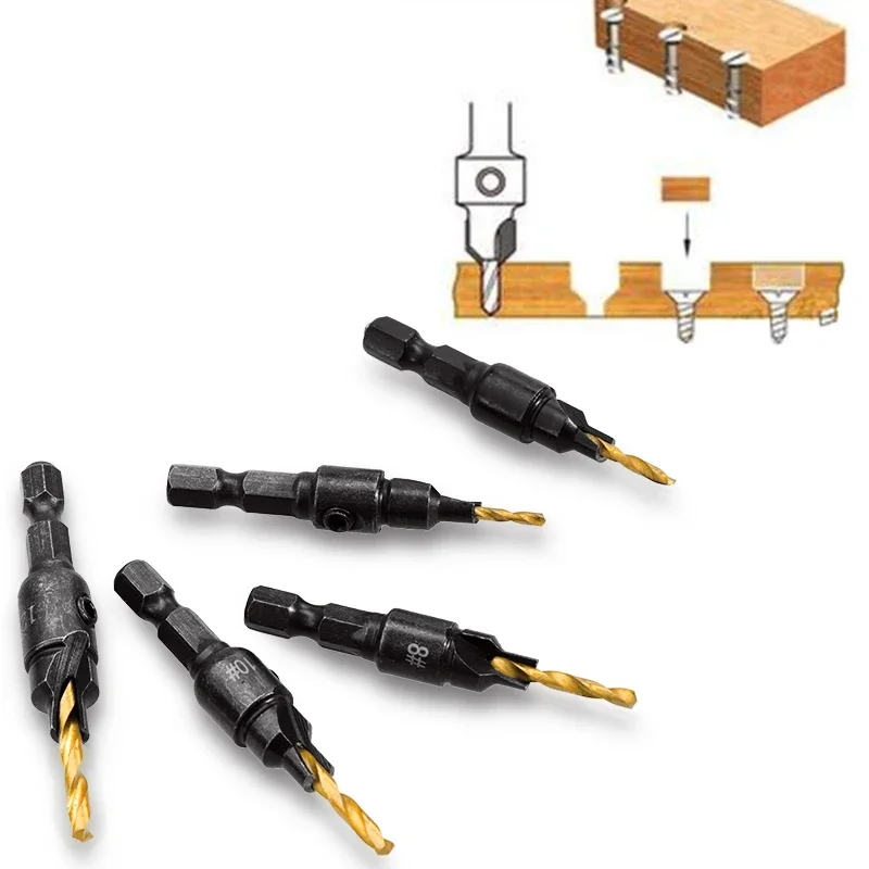 Imagem -02 - Countersink Broca Conjunto Alargador Carpintaria Chanfro Broca Counterbore Liot Buraco Cortador Parafuso Buraco Broca Ferramenta de Carpintaria Pcs