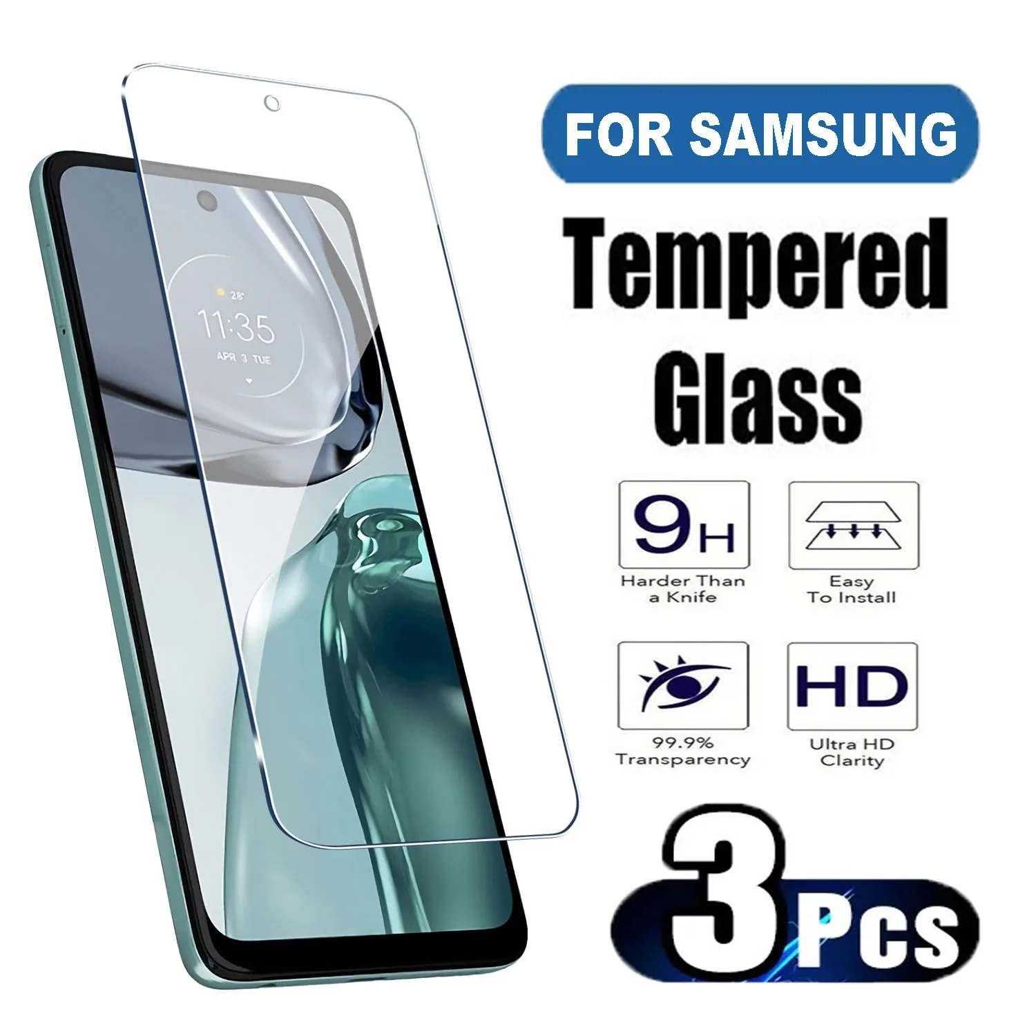 

3Pcs Tempered Glass for Samsung Galaxy A15 A24 A25 A35 A55 A53 A54 A34 A14 A52S A33 A23 A51 A73 A71 A72 A50 M31 Screen Protector