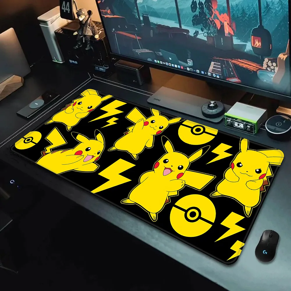 Alfombrilla de ratón Cute baby-Pikachus con impresión HD para jugadores de ordenador, alfombrilla de ratón antideslizante con borde de bloqueo XXL90x40cm, teclado, alfombrilla de escritorio para PC