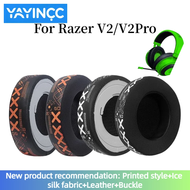 

YAYINCC Printed ice silk fabric Earpads Cushion suitable For Razer Kraken V2/V2 PRO Headphone Accessarie Repairing Parts