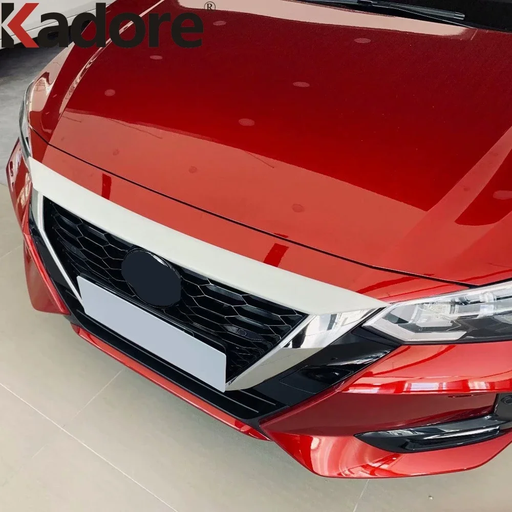 Front Hood Engine Cover Trim For Nissan Sentra Bluebird Sylphy 2020 2021 2022 2023 2024 Carbon Car Head Grille Strip Accessories