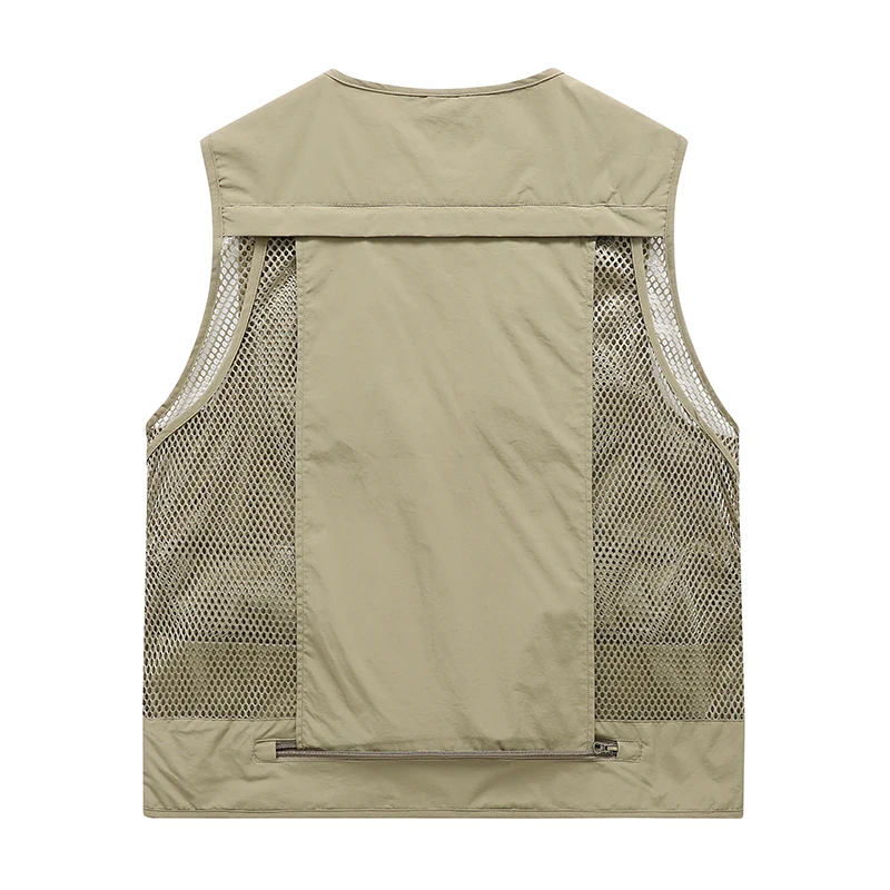 Men's Summer Vest Multipockets Mesh Lined Breathable Sleeveless Jacket Thin Outdoor Fishing Photographer Tool Waistcoat Men
