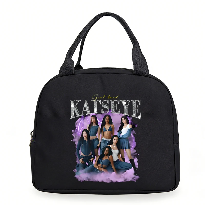 Women Men Oxford Lunch Bag Katseye Girl Group Graphics Portable Insulated Thermal Bag Teacher Student Lunch Box Handbag