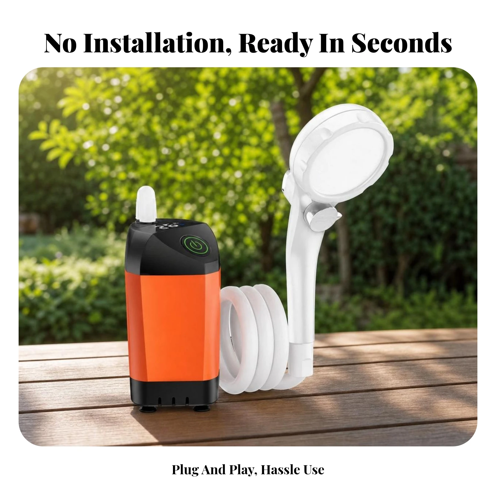 Portable Shower USB Charging Handheld Shower Set Rechargeable Battery-level Display Outdoor Bathing for Camping