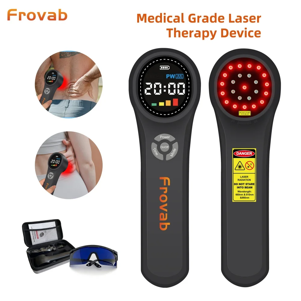 New Triple Wavelength Cold Laser Therapy Device 660/810/980nm Red NIR Light Pain Relief Accelerates Healing for Human Pets
