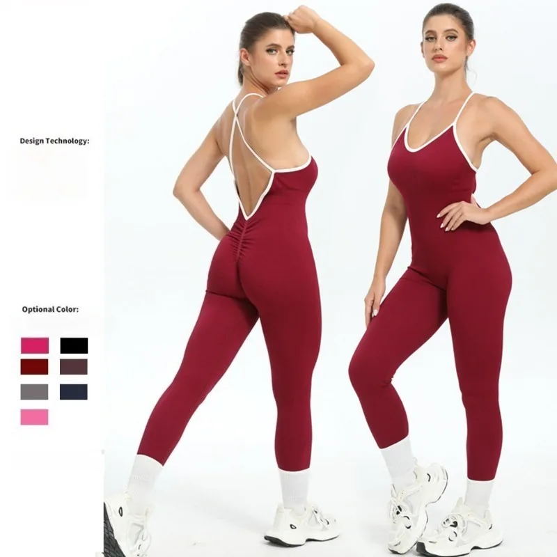 Body côtelé pour femmes, combinaison de sport, Sexy, dos nu, débardeur, entraînement, course à pied, vêtements de Yoga à haute élasticité