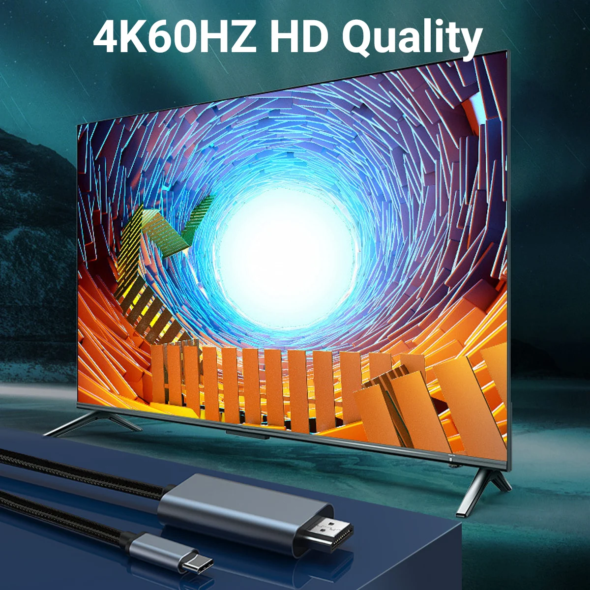 Cabo USB C para HDMI de 6,6 pés |   4K@60Hz |   Cabo USB 3.1 Tipo C para HDMI 2.0 para iPhone 15 Pro Max, MacBook Pro/Air, Galaxy S8 a S24