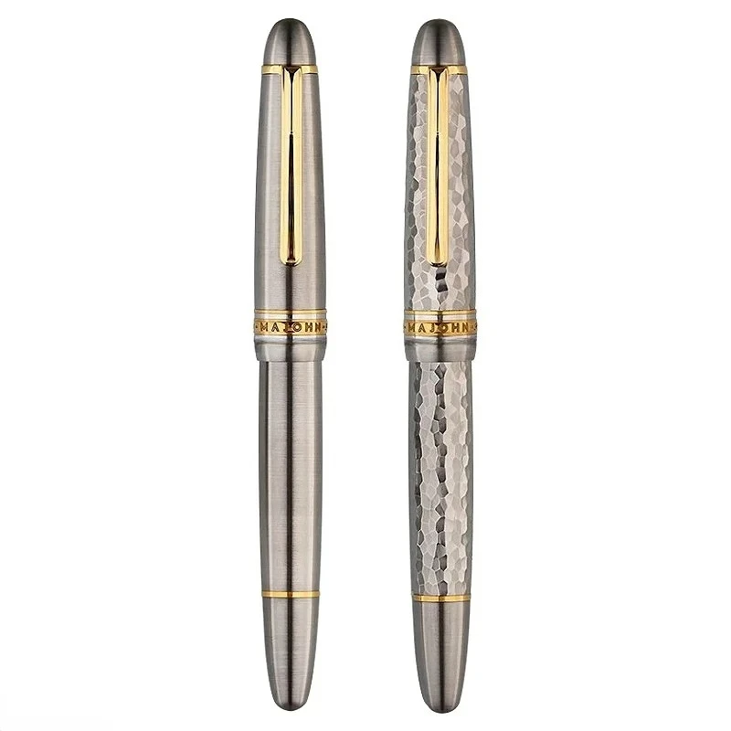 

New MAJOHN Titanium Alloy Ti-P136 Piston Fountain Pen Big Size Gold/Silver Blade Nib Calligraphy Pen Luxury Writing Office Gifts
