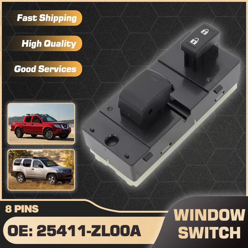 25411-ZL00A Driver Side Window Control Switch Master Button For Nissan Frontier 2010-2021 Nissan Xterra N50 MK2 2010-2015 8 Pins