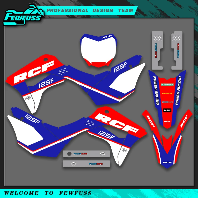 

Fewfuss для HONDA CRF 125F CRF125F 2019 2020 2021 2022, полное графическое наклейки, наклейки для мотоцикла, фон на заказ