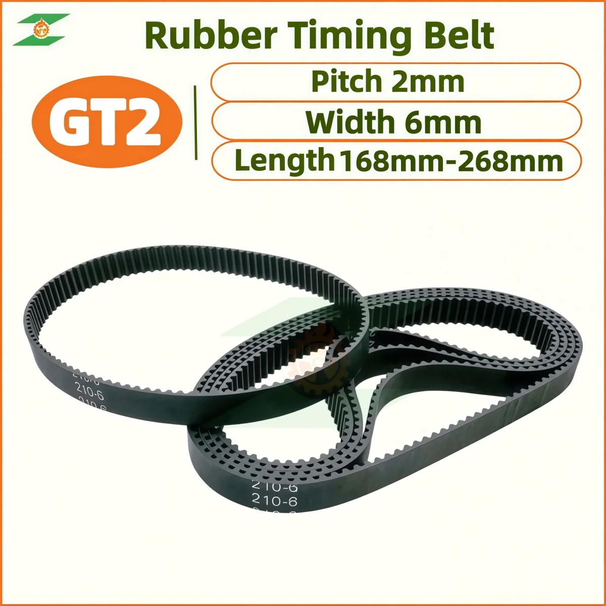 2GT Rubber Closed Loop Timing Belt Width 6mm Length168 170 172 174 176 178 180 182 184 186 188 190 192 194 196 198 200 202~268mm