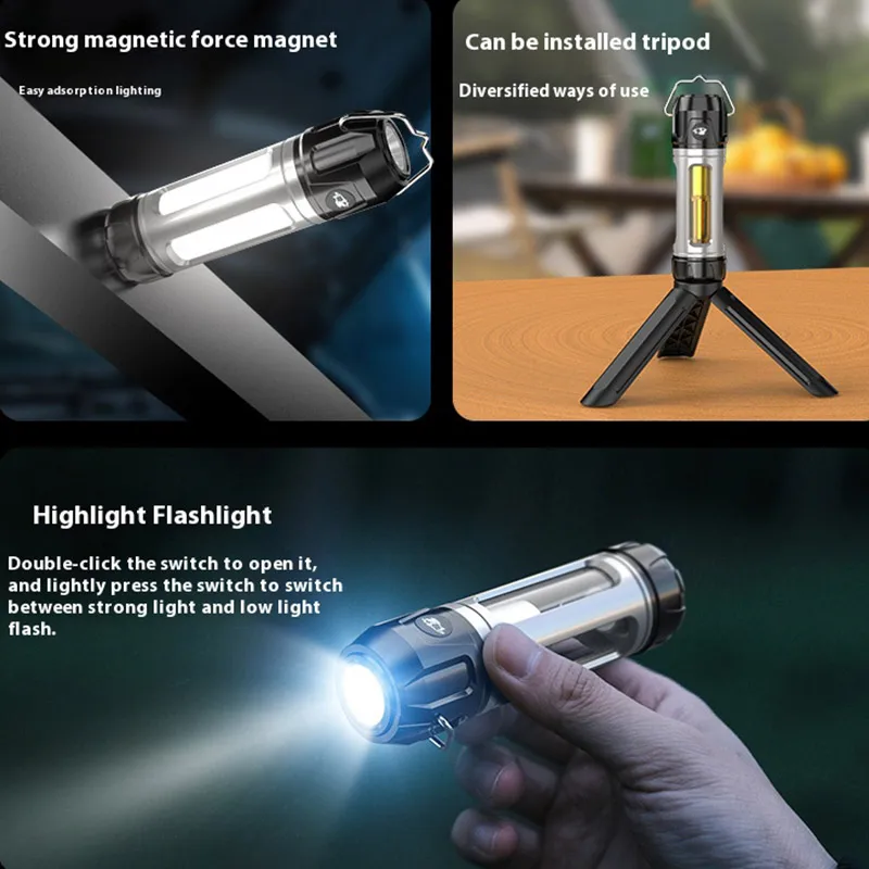 LED Portable Lantern Rechargeable Outdoor Ambient Lamp Stepless Dimming Camping Tent Lighting Light With Hook and Magnetic