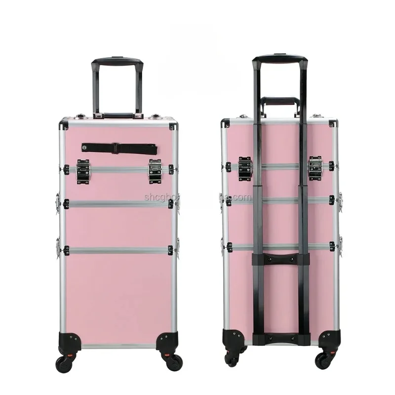 Professional Aluminum Makeup Trolley, Rolling Nail Case, Jewelry Trolley, Cosmetic Train Display Case