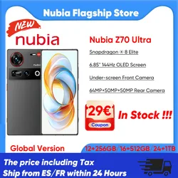 Wereldpremière Nubia Z70 Ultra Smartphone 5G Snapdragon 8 Elite 6.85 144Hz Oled Scherm 6150 Mah Batterij 64mp Camera Android 15 Nfc Ip68 & 69 Globale Versie