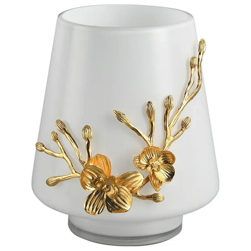 

French cream style simple flower decoration vase white glass ornament flower arrangement ornament desktop hydroponic flowers