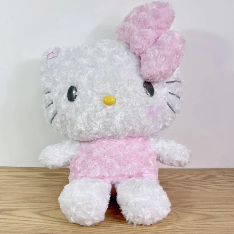 Sanrio mainan boneka Anime lucu boneka kucing Hello Kitty kucing plus Rose 47cm hadiah Natal ulang tahun anak bantal tidur boneka Anime lucu