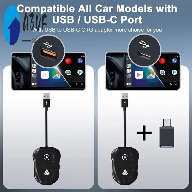 

A30F-Car Upgrade Wireless Carplay And Android Auto 2 In 1 Adapter Wifi Smart Dongle For Converting Factory Wired To Wireless