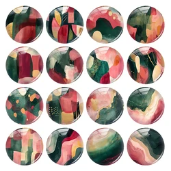 Handmade Watercolor Christmas Geometric Pattern Photo Glass Cabochon Charms Demo Flat Back Cameo For Diy Jewelry Accessories