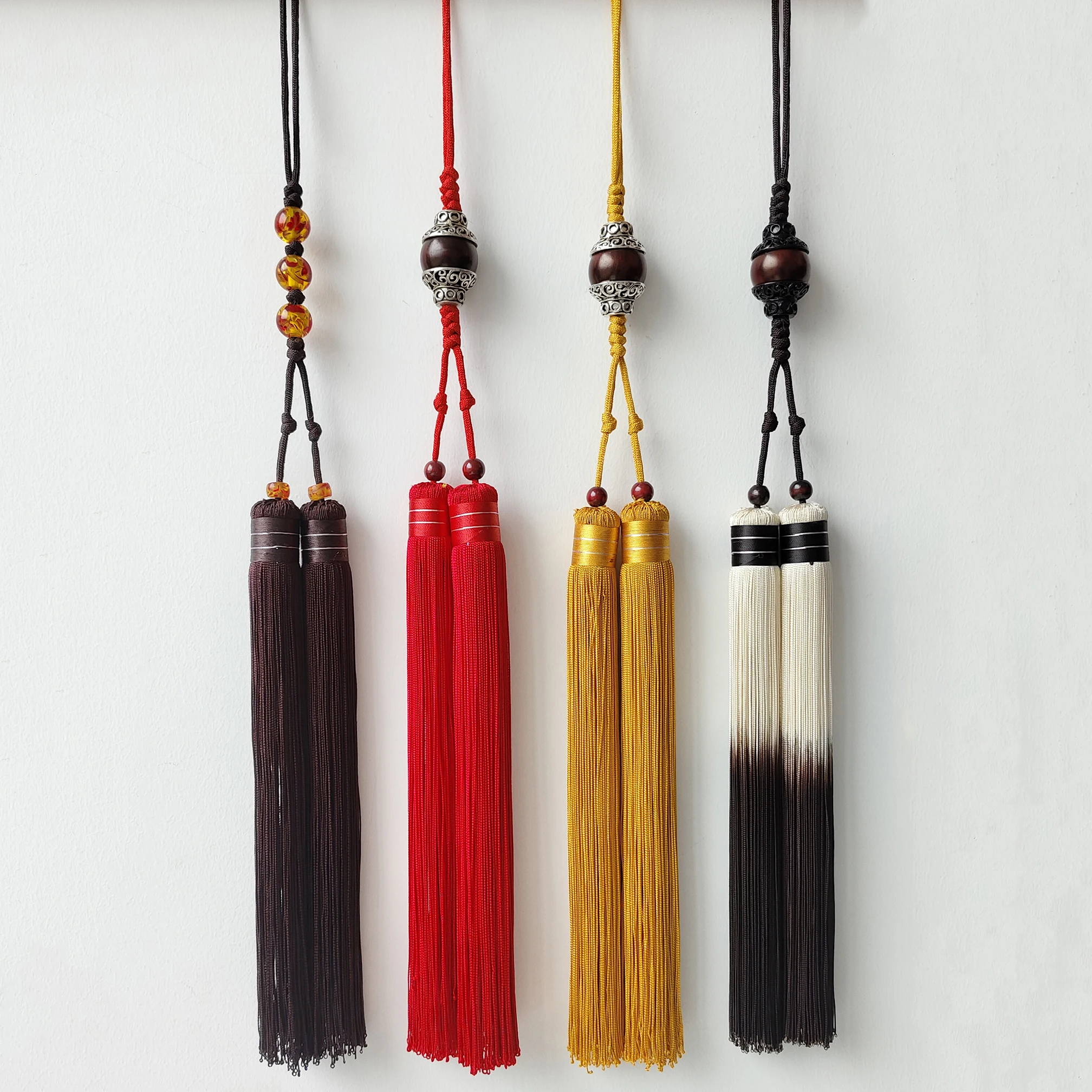Martial Arts Taiji Sword Tassel Brown Tai Chi Sword Accessories Kung Fu Ear Hanging Ribbon Chinese Knot Short Middle Long