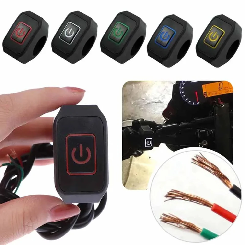 

22mm Motorcycle Switch Button Handlebar Mount Waterproof Modified Switch Headlight Horn Control ON/OFF with LED Display Lamps