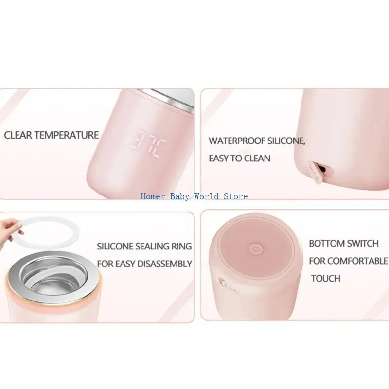 جهاز تسخين الزجاجات الكهربائي B2QD، جهاز تسخين الزجاجات القابل لإعادة الشحن، مريح ومدمج، جهاز تسخين الحليب أثناء السفر، متين