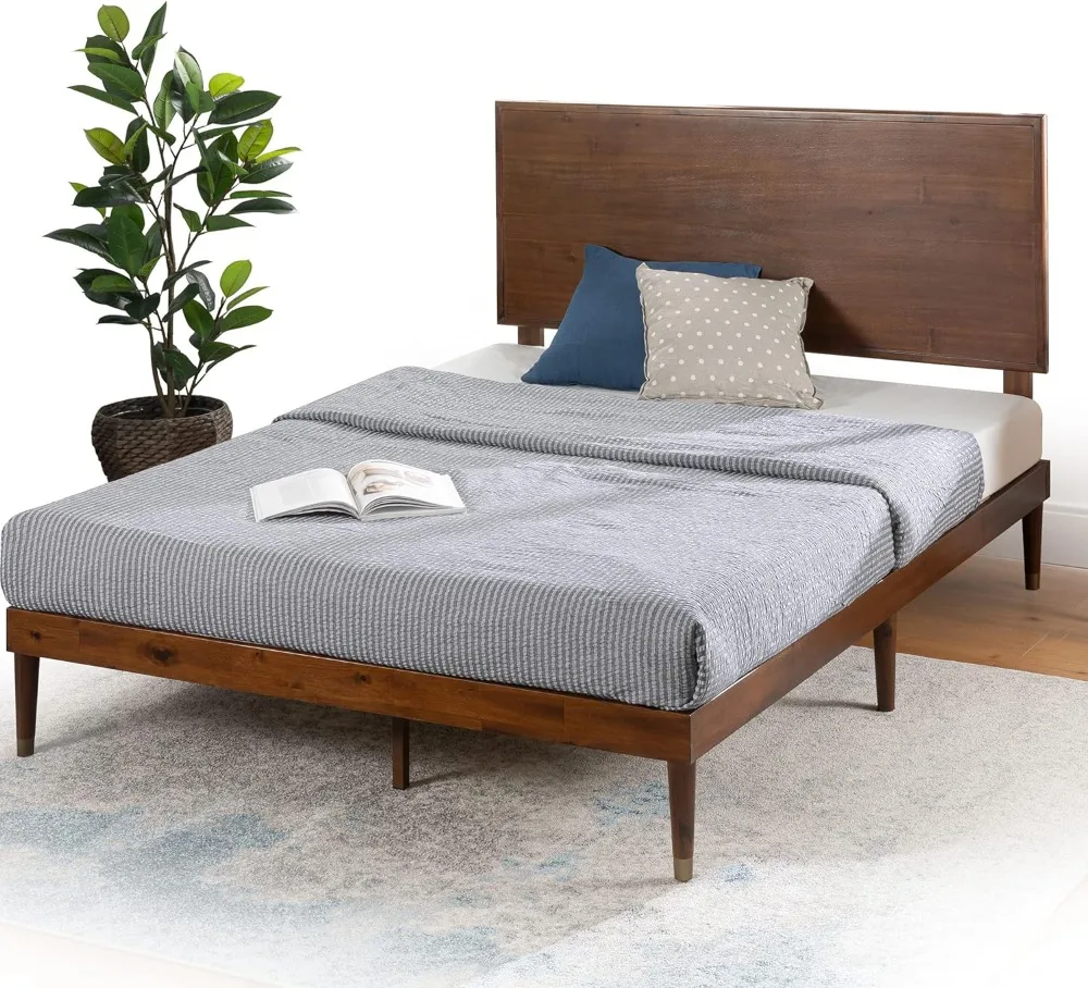 ZINUS-Raymond Madeira Plataforma Bed Frame com cabeceira ajustável, Fundação madeira maciça, Madeira Suporte Slat