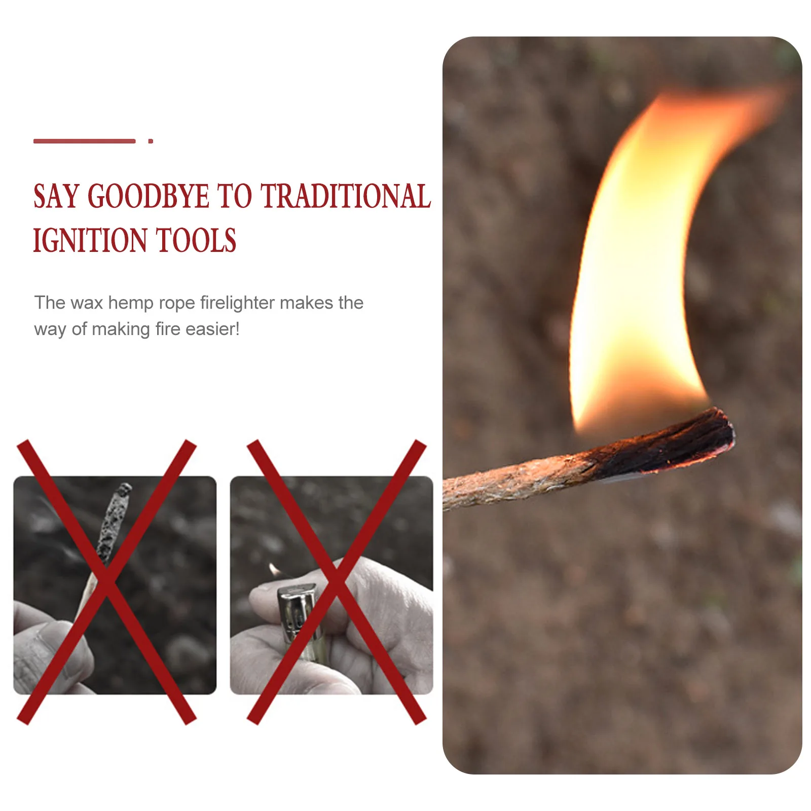 

20 Pcs Hemp Rope Fire Starter Cord Outdoor Emergency Camping Windproof Rainproof Fusible Plug for Travel