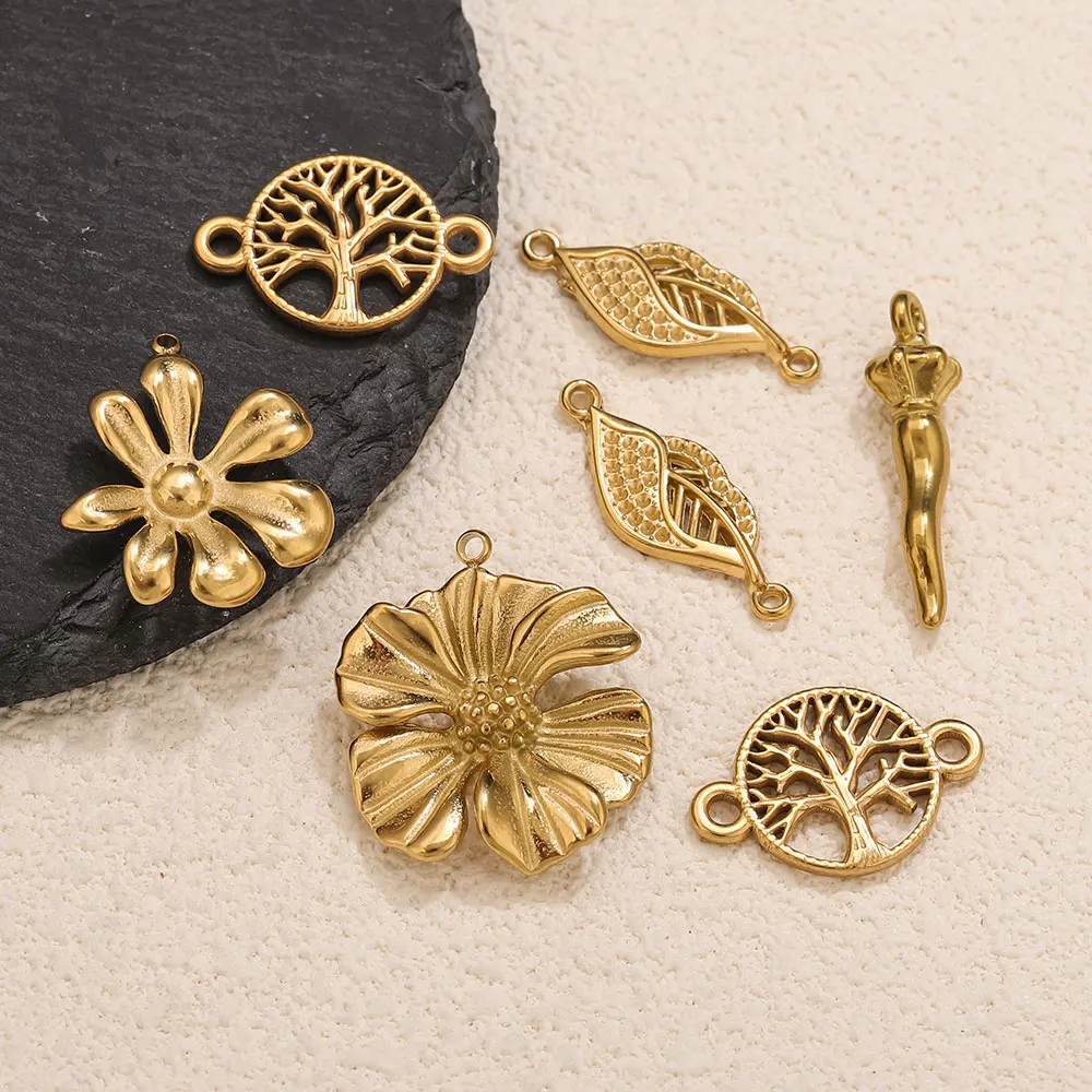 2/4/5 قطعة الفولاذ المقاوم للصدأ زهرة الفراولة السحر DIY بها بنفسك الفلفل الحار الفاكهة قلادة مجوهرات موصل سوار قلادة صنع الملحقات