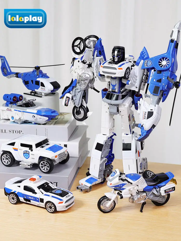 Children Toy Transform Robot model alloy deformed toy fit combin robot assembly police car hand decoration