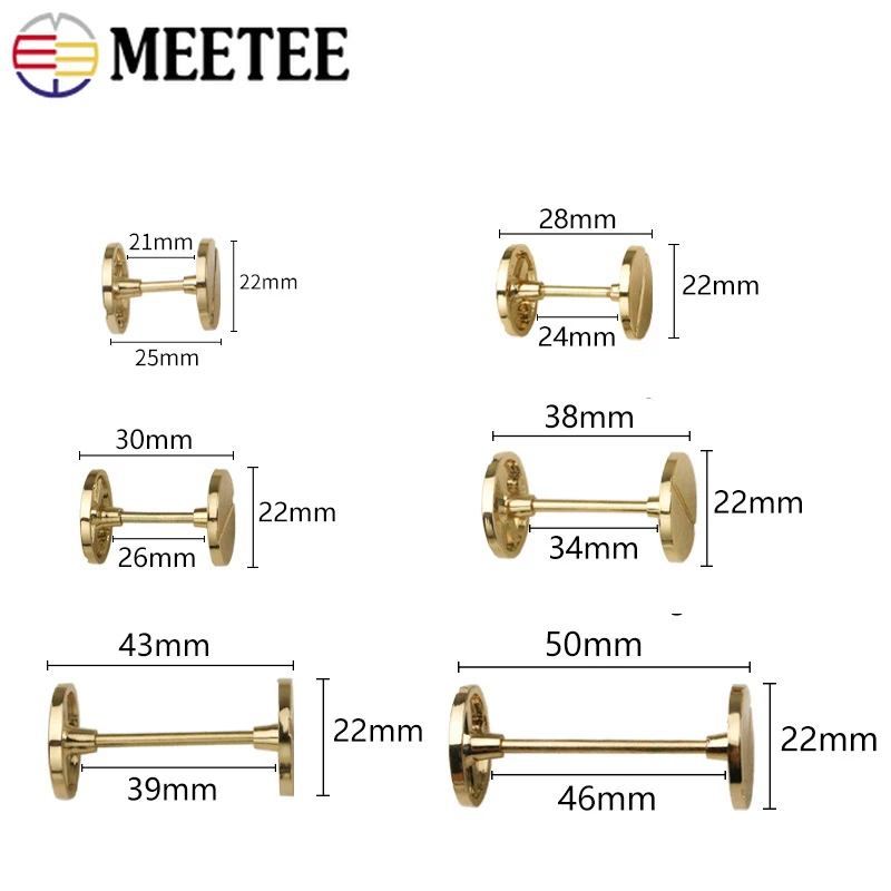 Meetee-金属製ホイールバックル、ストラップベルト、diyラゲッジバッグパーツ、バックルネジ付きハードウェアアクセサリー、H6-1、20mm、26mm、34mm、39mm、48mm、4個