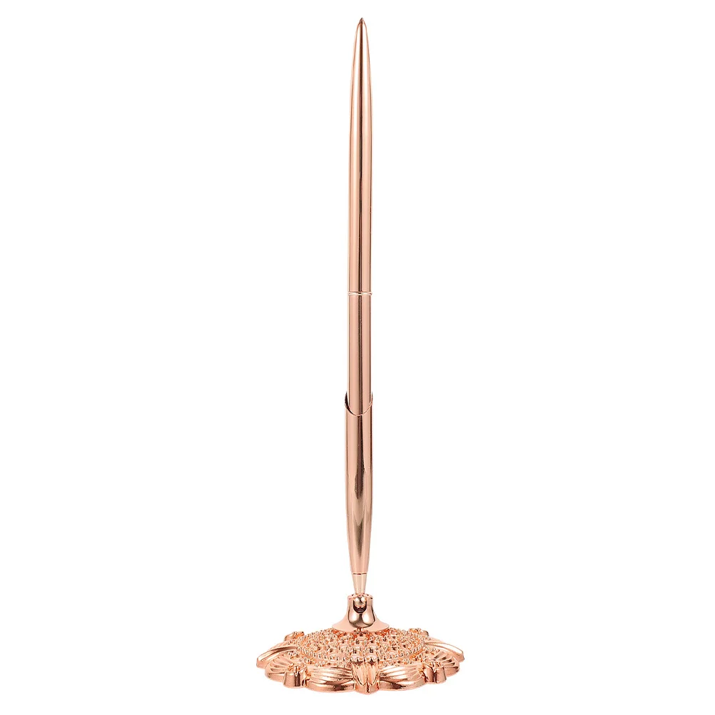 

Professional Ballpoint Pen Stainless Steel Desktop Standing Signature Pen for Office Bank Use Multi-Function