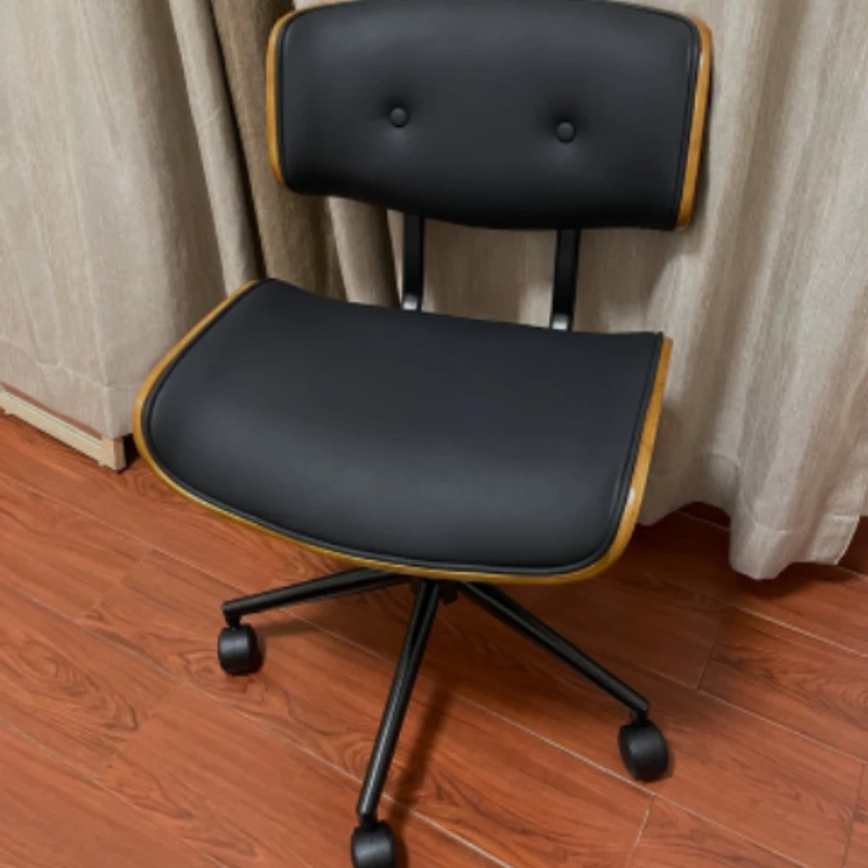 Luxury PC Desk Chair Solid Wood Swivel Office Seat Height Adjustable Ergonomic Computer Chair Cozy