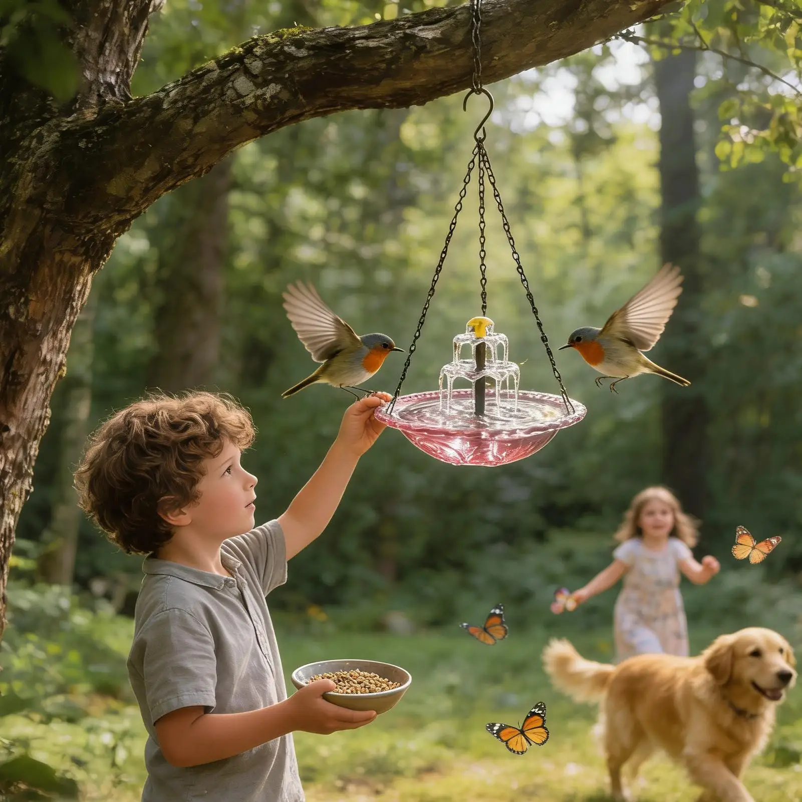 Bird Bath With Solar Fountain Outdoor Decoration Birdbath Hummingbird Bathing Bowl For Garden Patio Backyard Yard Balcony