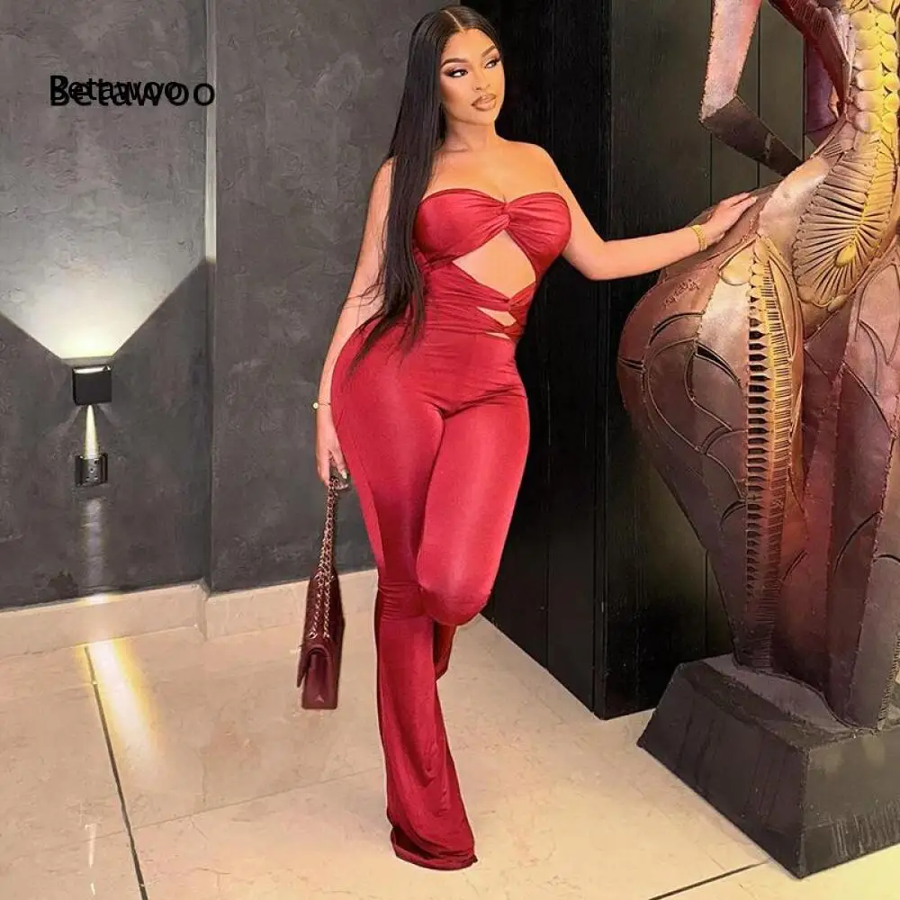 Sleeveless Cutout Waist Flare Jumpsuit