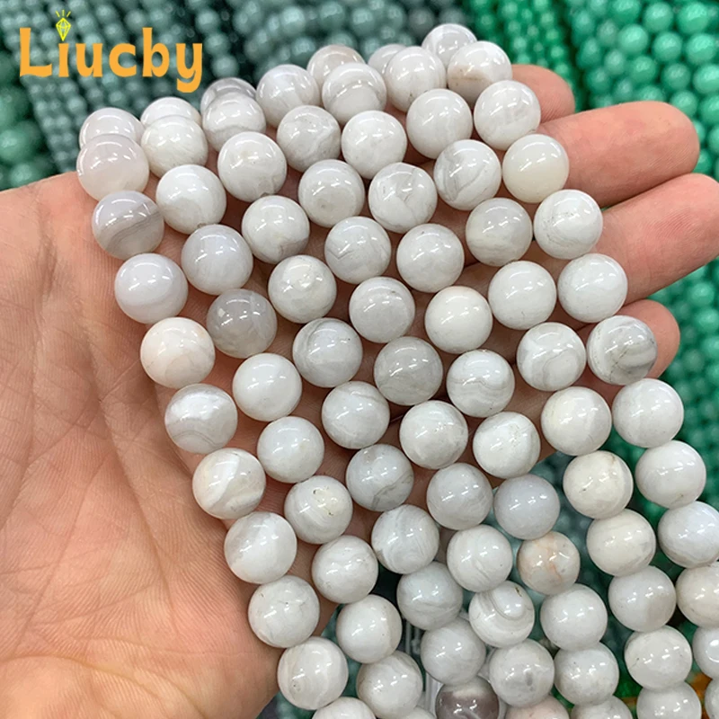 Smooth Natural Stone White Aventurine Gem Round Beads For Jewelry Making DIY Charm Bracelet Necklace 15\