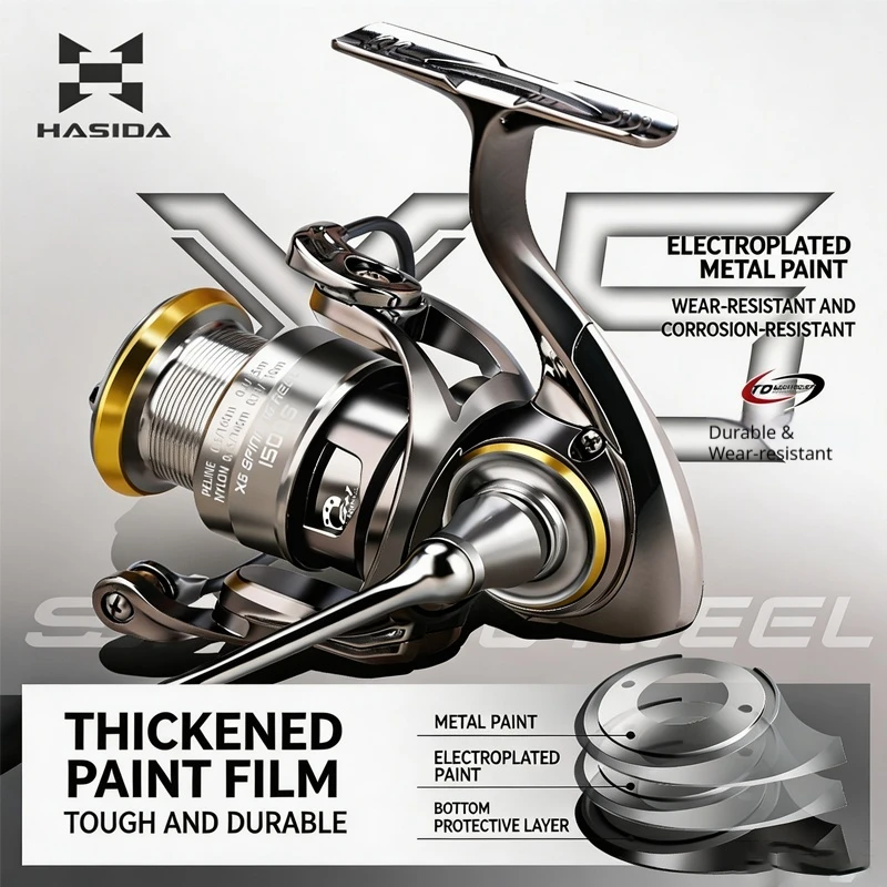 HASIDA X6 Metal Spinning Reel Long‑Cast Shallow‑Spool For Lure Rock‑Sea‑Fishing Micro‑Bait Fresh‑Salt‑Water Hobby Anglers