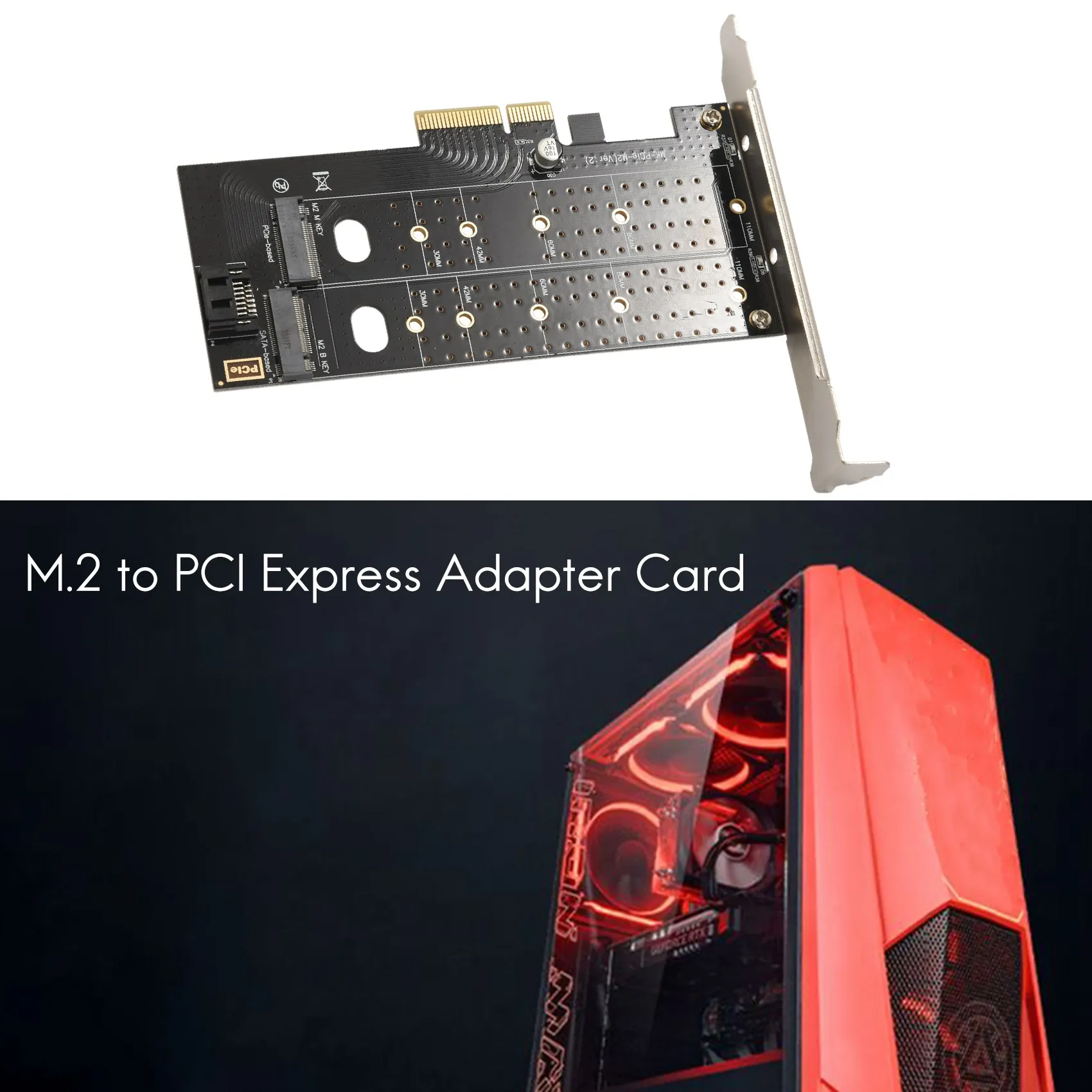 

Dual M.2 Pcie Adapter, M2 Ssd Nvme (M Key) Or Sata (B Key) 22110 2280 2260 2242 2230 To Pci-E 3.0 X 4 Host Controller Expansion