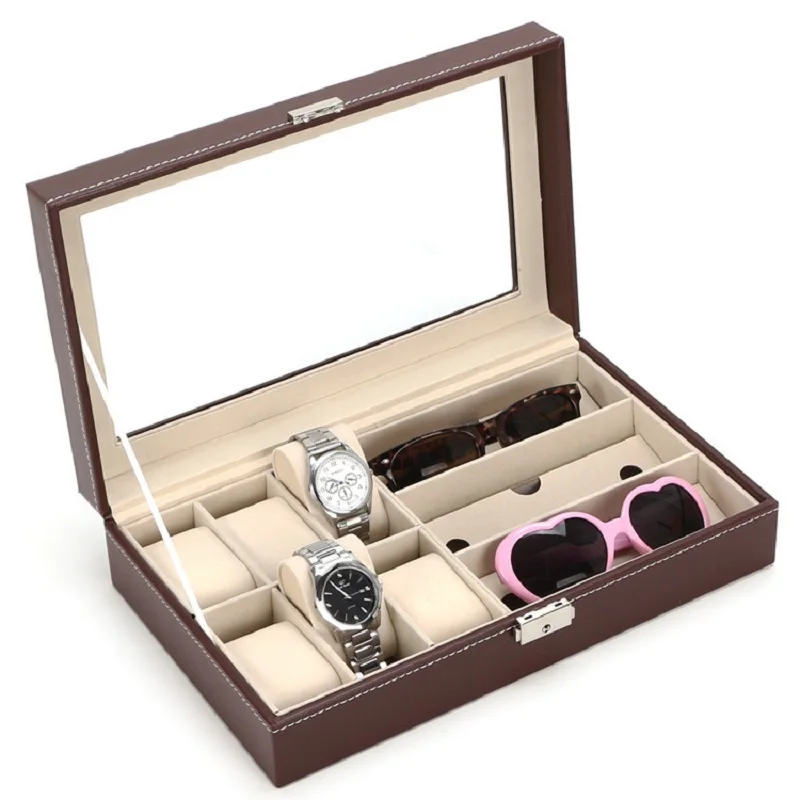 VANSIHO Multipurpose Watch Sunglasses Jewelry Storage Box 2/3/4/6/9/10 Slots Watch Case For Daily Necessities Storage