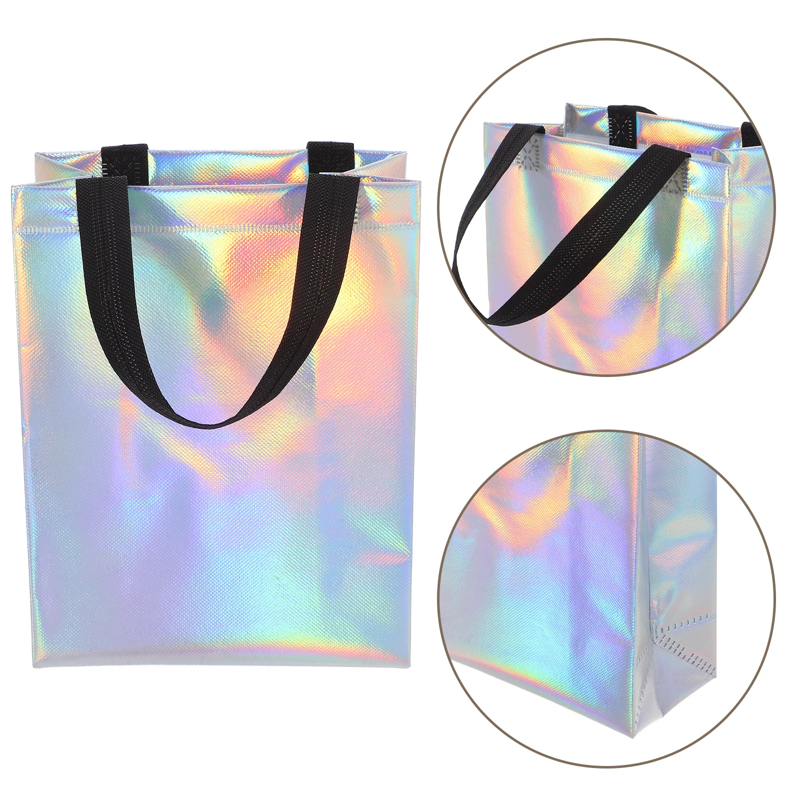

20Pcs Party Favor Bags Iridescent Reusable Non-Woven Tote Strong Handle Elegant Packaging for Birthdays Weddings Holidays Candy