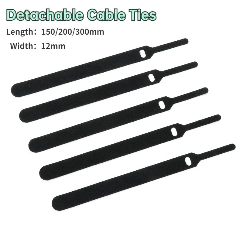 15/20/30mm Wire Organizer Releasable Cable Ties Black Nylon Hook Loop Straps Wrap Zip Bundle Bandage Tie Plastics Fastening