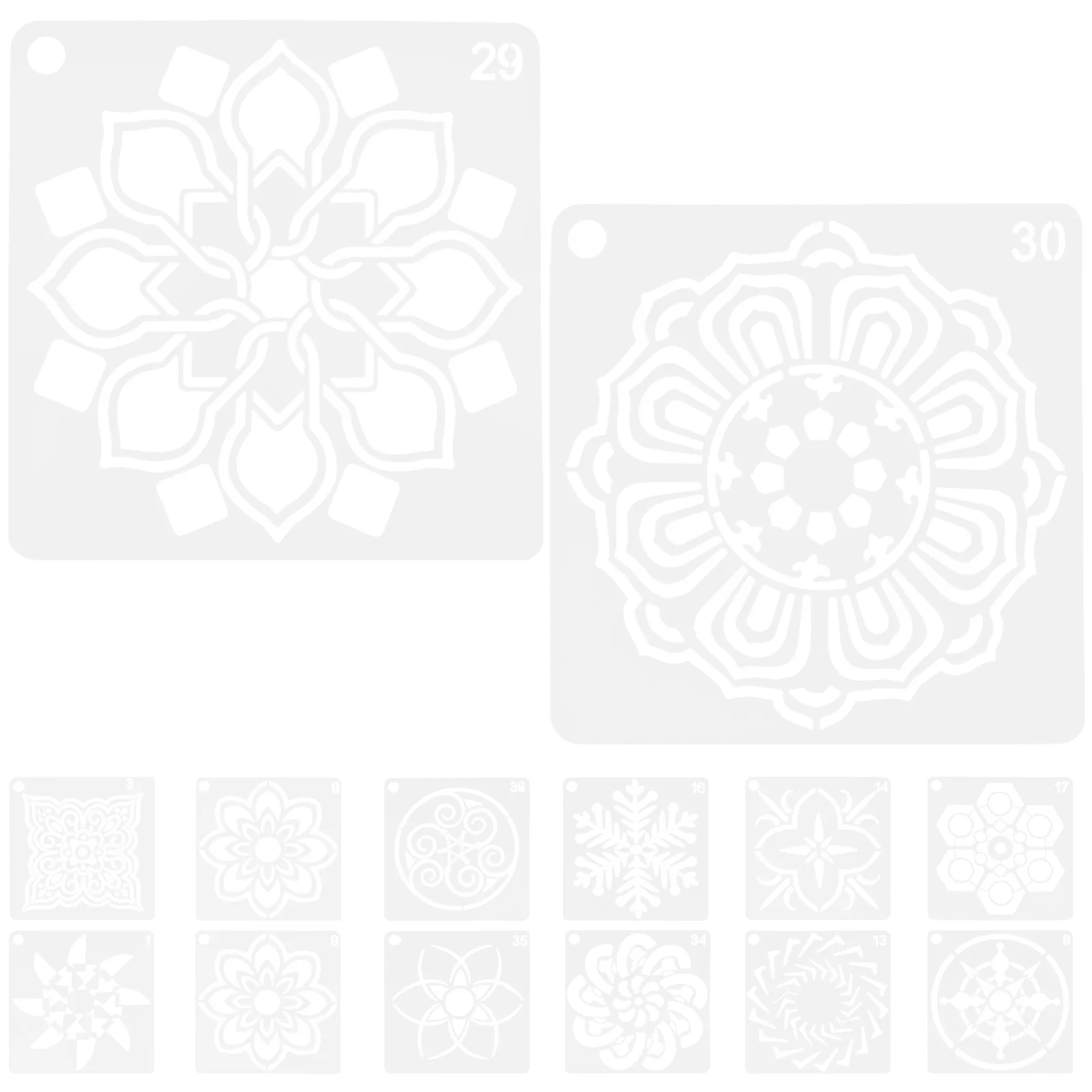

36Pcs Mandala Stencils Reusable Pet Plastic Stencil Templates for Wall Floor Tile Fabric Painting DIY Art Supplies