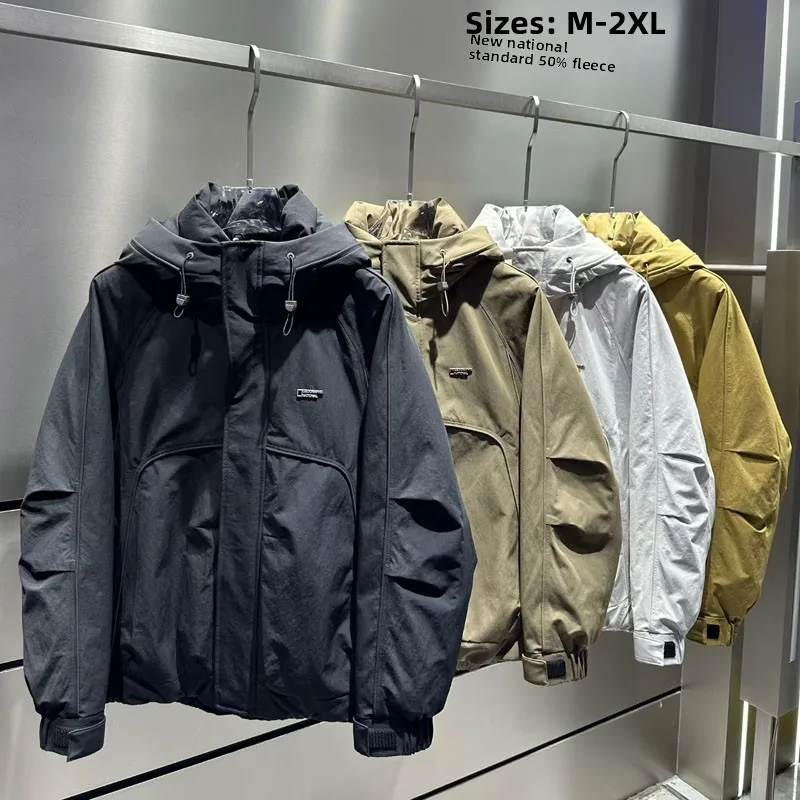 

Men's Outdoor Hooded down Jaet 2025 New Sle Warm Versatile Faionable Workwear Loose Fit Cam Mountain Climbing