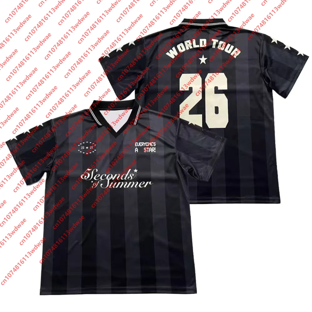 5 Seconds of Summer World Tour Polo Jersey Short Sleeve Music Fan Concert Retro Casual Streetwear Soccer Style Kid Graphic Tee