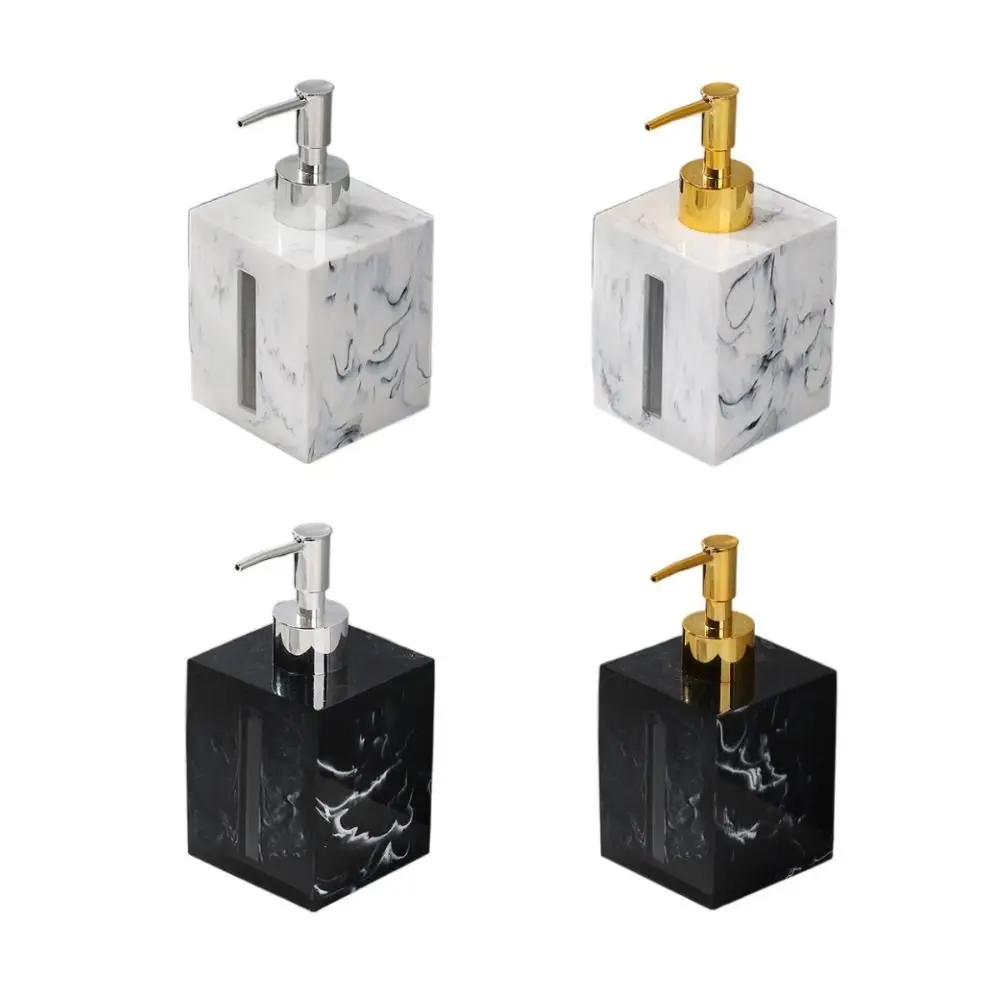 

Resin Hand Sanitizer Bottlle Light Luxury Imitation Marble Shower Gel Dispenser with Tray Pressing Pump Head